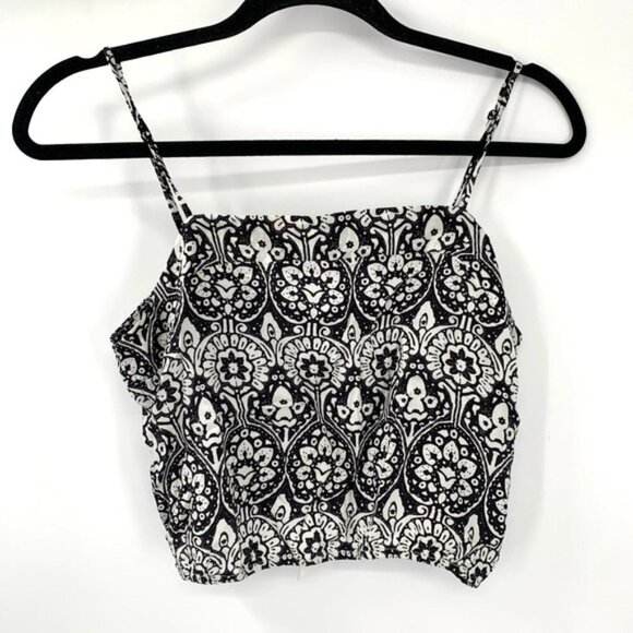 MILLAU LF Crop Top Black White Patterned Boho S - Picture 1 of 9